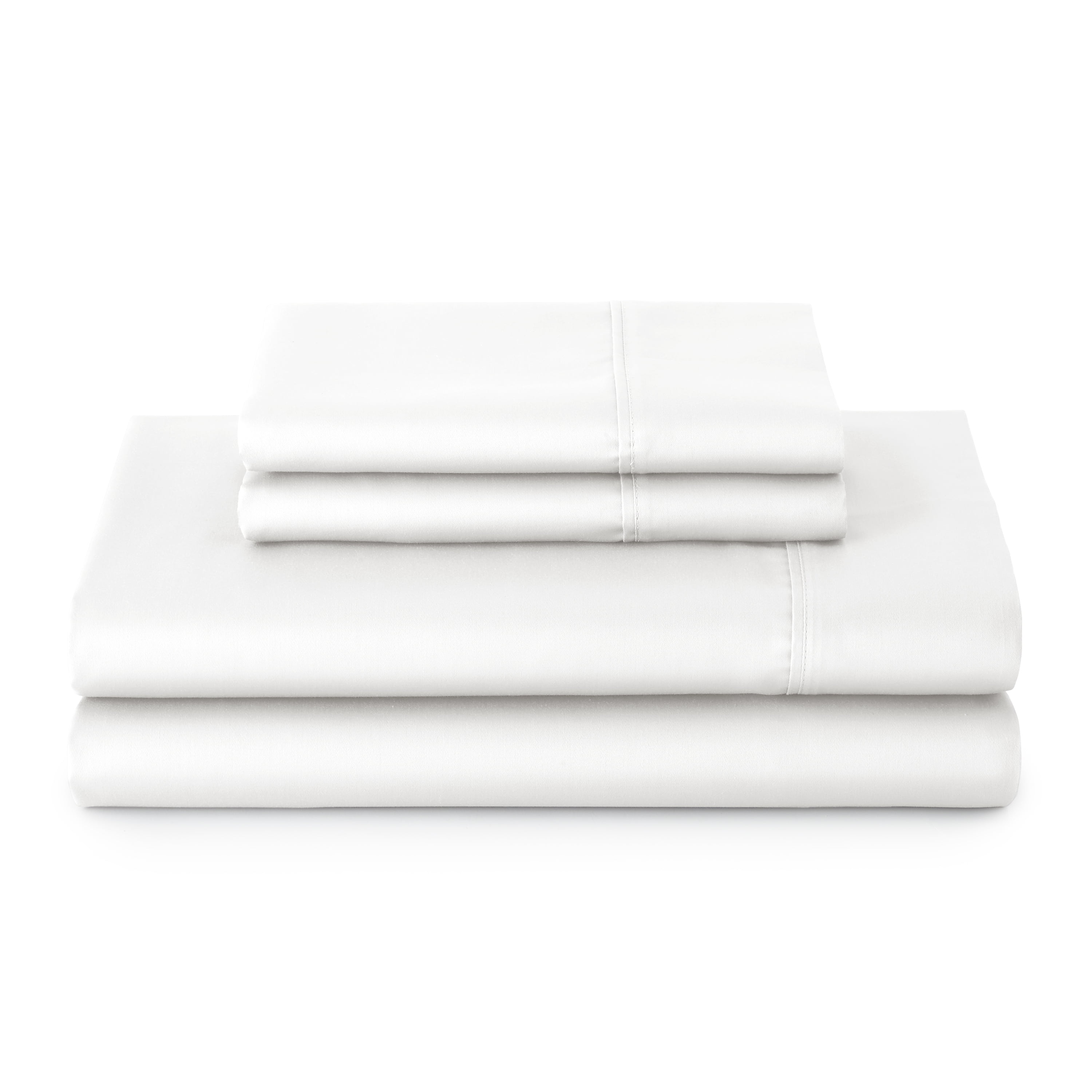 Better Homes & Gardens 4-Piece 300 Thread Count Arctic White Cotton Sateen Bed Sheet Set, Full