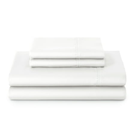 Better Homes & Gardens 4-Piece 300 Thread Count Arctic White Cotton Sateen Bed Sheet Set, Cali King