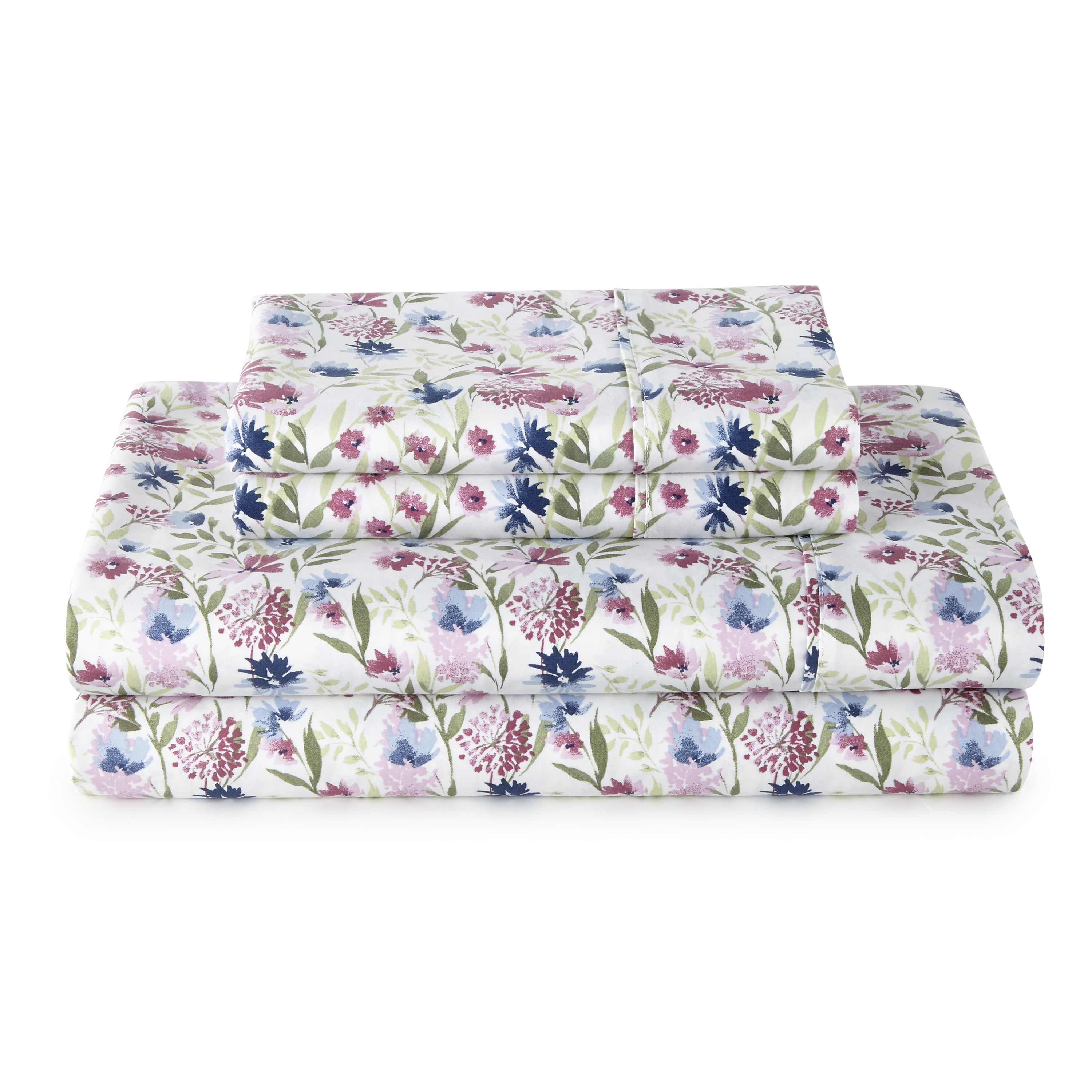 Better Homes & Gardens 4-Piece 300 Thread Count Bashful Blooms Cool Cotton Sateen Bed Sheet Set, Full