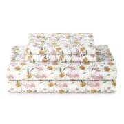 4-Piece 300 Thread Count Bashful Blooms Warm Cotton Sateen Bed Sheet Set, Queen