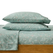 Better Homes & Gardens 4-Piece 300 Thread Count Lysia Floral Green River 100% Cotton Sateen Bed Sheet Set, King