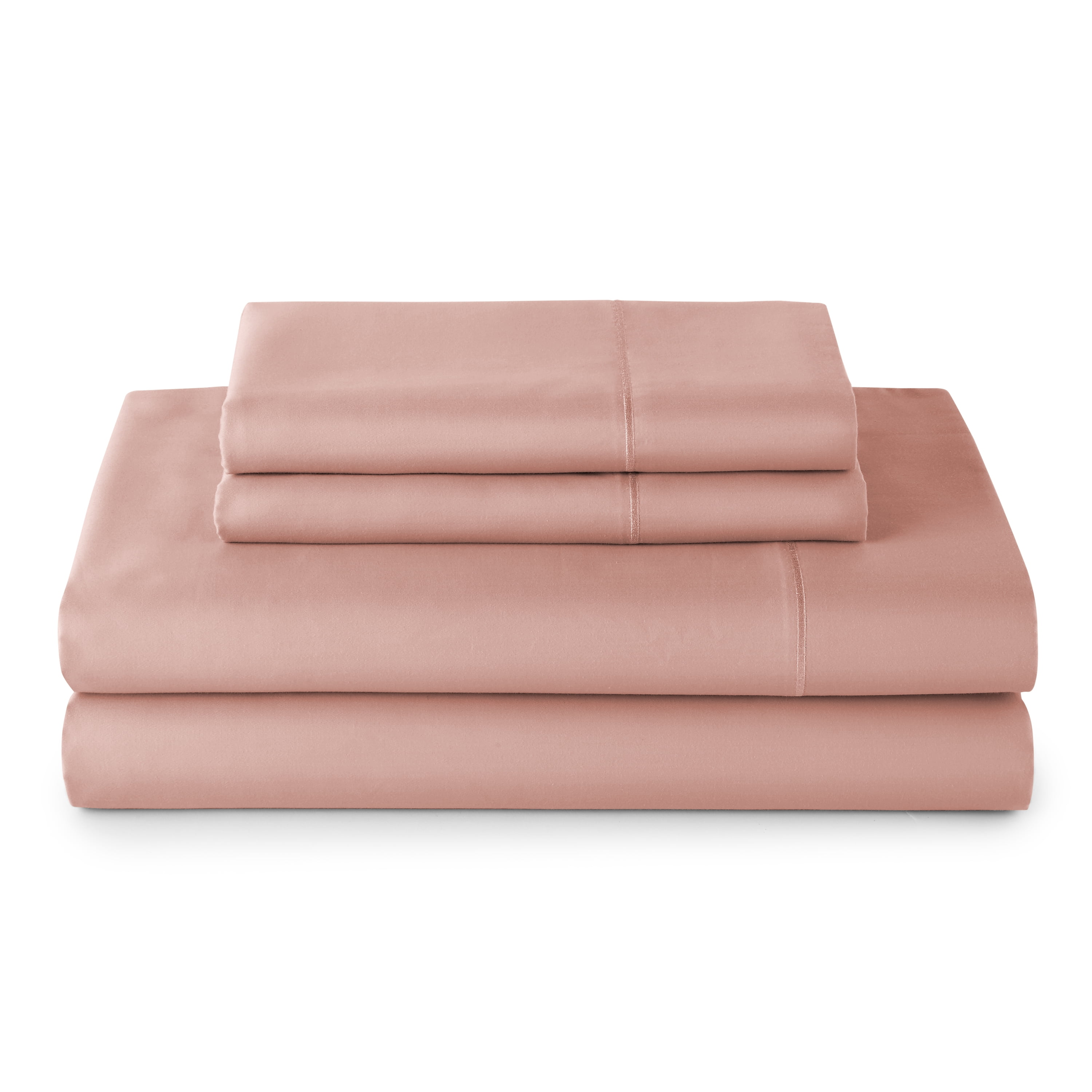 Better Homes & Gardens 300 Thread Count Cotton Sateen Bed Sheet Set, Old Rose, 4-Piece California King Bedding Sheet Set