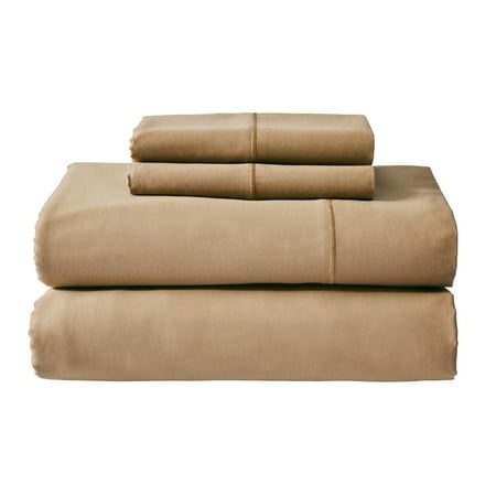 Better Homes & Gardens 4-Piece 100% Cotton 400 Thread Count Performance Sheet Set, Dark Caramel, Cal King