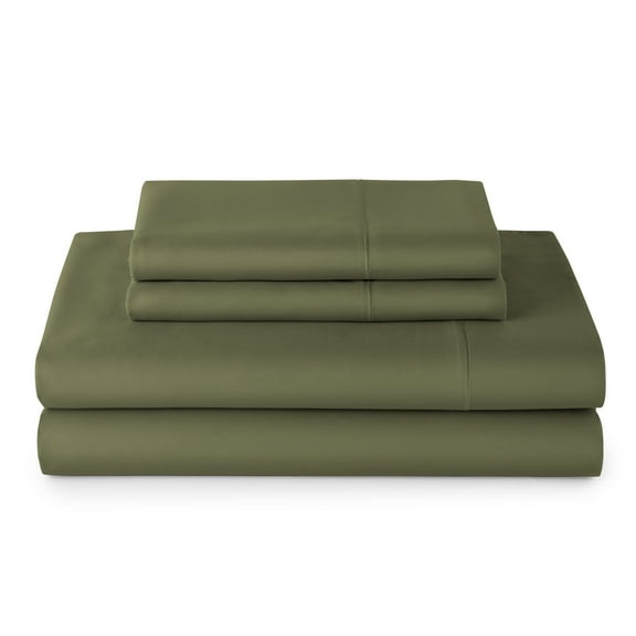 Better Homes & Gardens 4-Piece 100% Cotton 400 Thread Count Dark Cilantro Performance Sheet Set, Queen