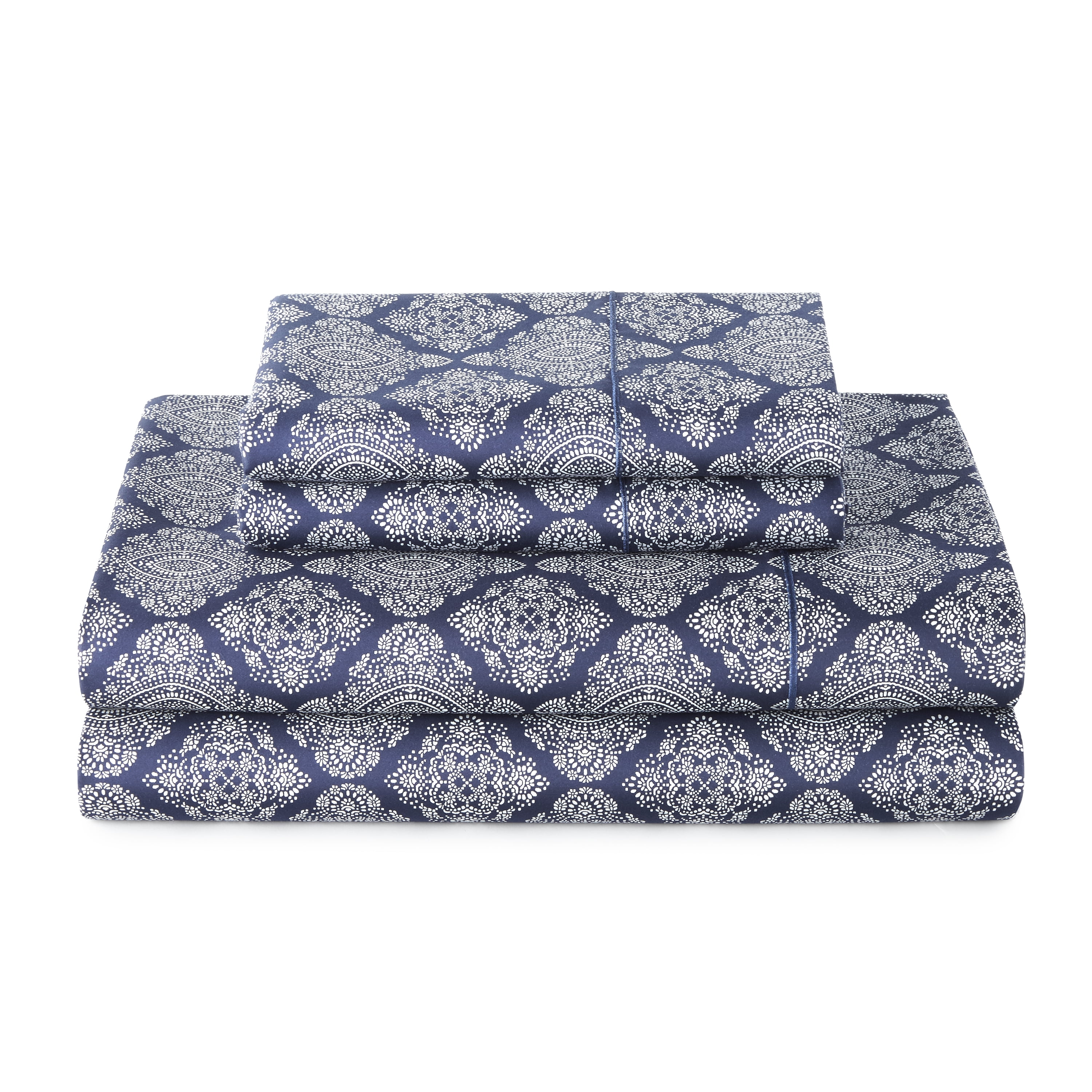 Better Homes & Gardens 4Piece 400 Thread Count Navy Ogee Performance