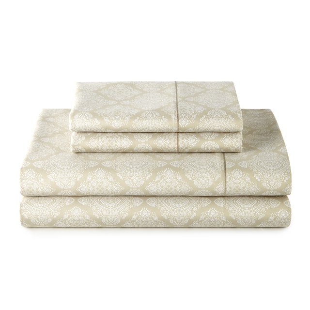 Better Homes & Gardens 4Piece 400 Thread Count Ogee Almond Biscuit