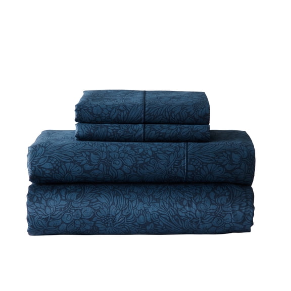 Better Homes & Gardens 4-Piece 400 Thread Count Otaki Floral Blue Cove Performance Bed Sheet Set, King