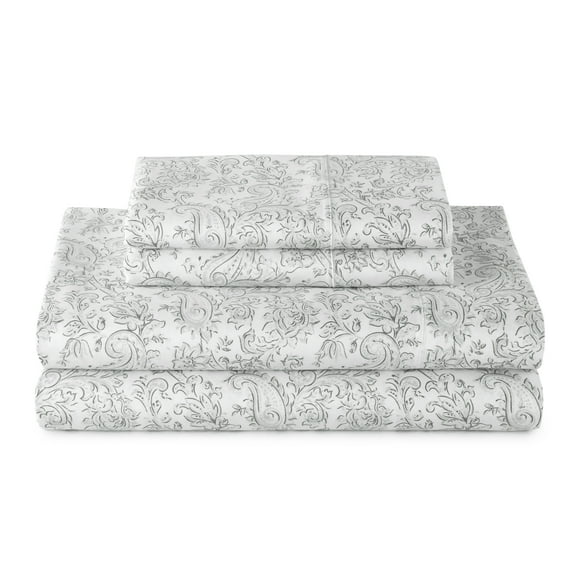 Better Homes & Gardens 4-Piece 400 Thread Count Paisley Taupe Performance Bed Sheet Set, King