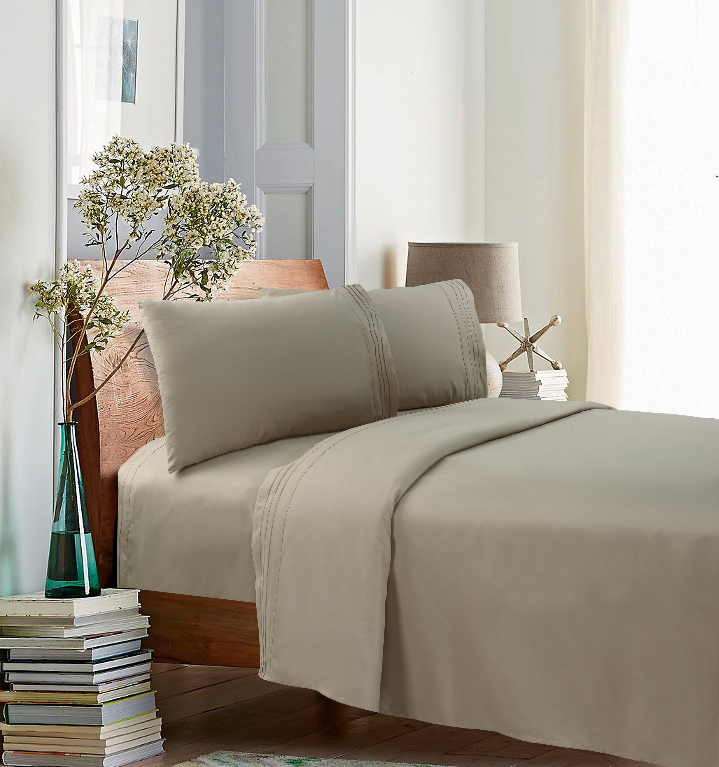 Better Homes & Gardens 4-Piece Brownstone Luxury Microfiber Bed Sheet Set, Full