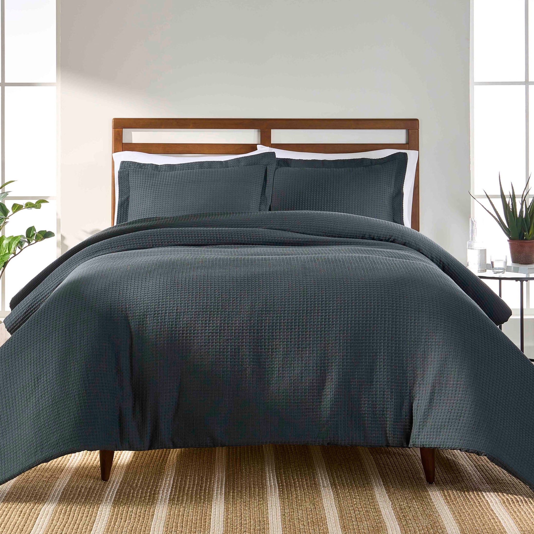 Better Homes & Gardens 4Piece Grey Waffle Comforter Set, Full/Queen