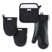 Better Homes & Gardens 4-Piece Oven Mitt, Potholder & Mini Mitt Set, Black