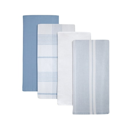 Better Homes & Gardens 4 Piece Waffle Kitchen Towel, Blue Linen