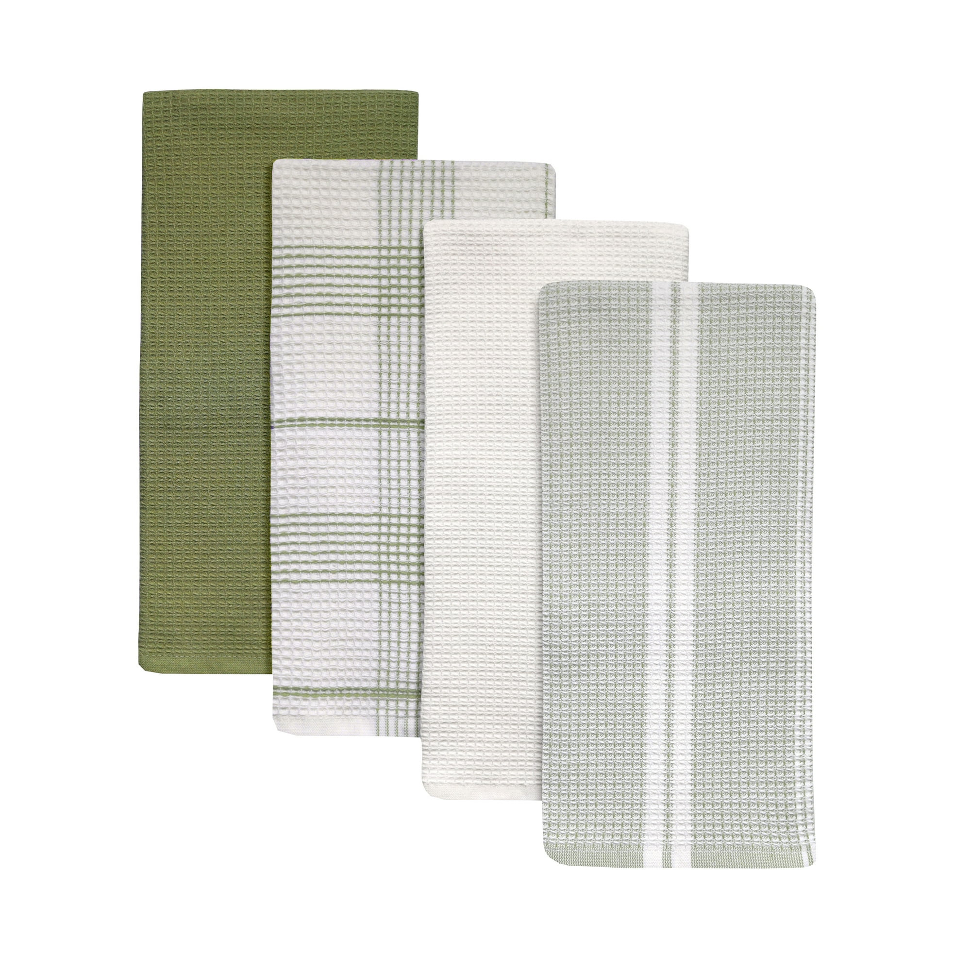 Better Homes & Gardens 4 Piece Cotton Waffle Kitchen Towel Set, Green