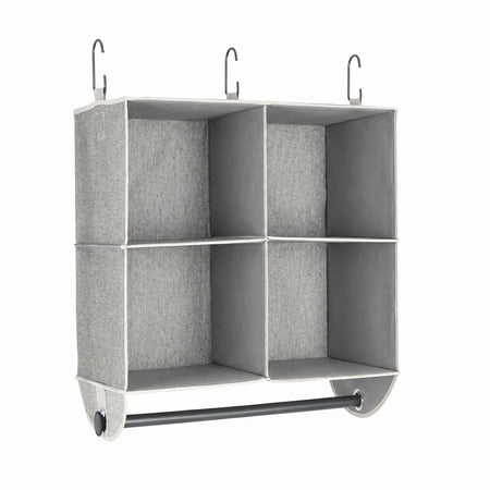 Better Homes & Gardens Gray Hanging Closet Organizer 4-Shelf with Rack