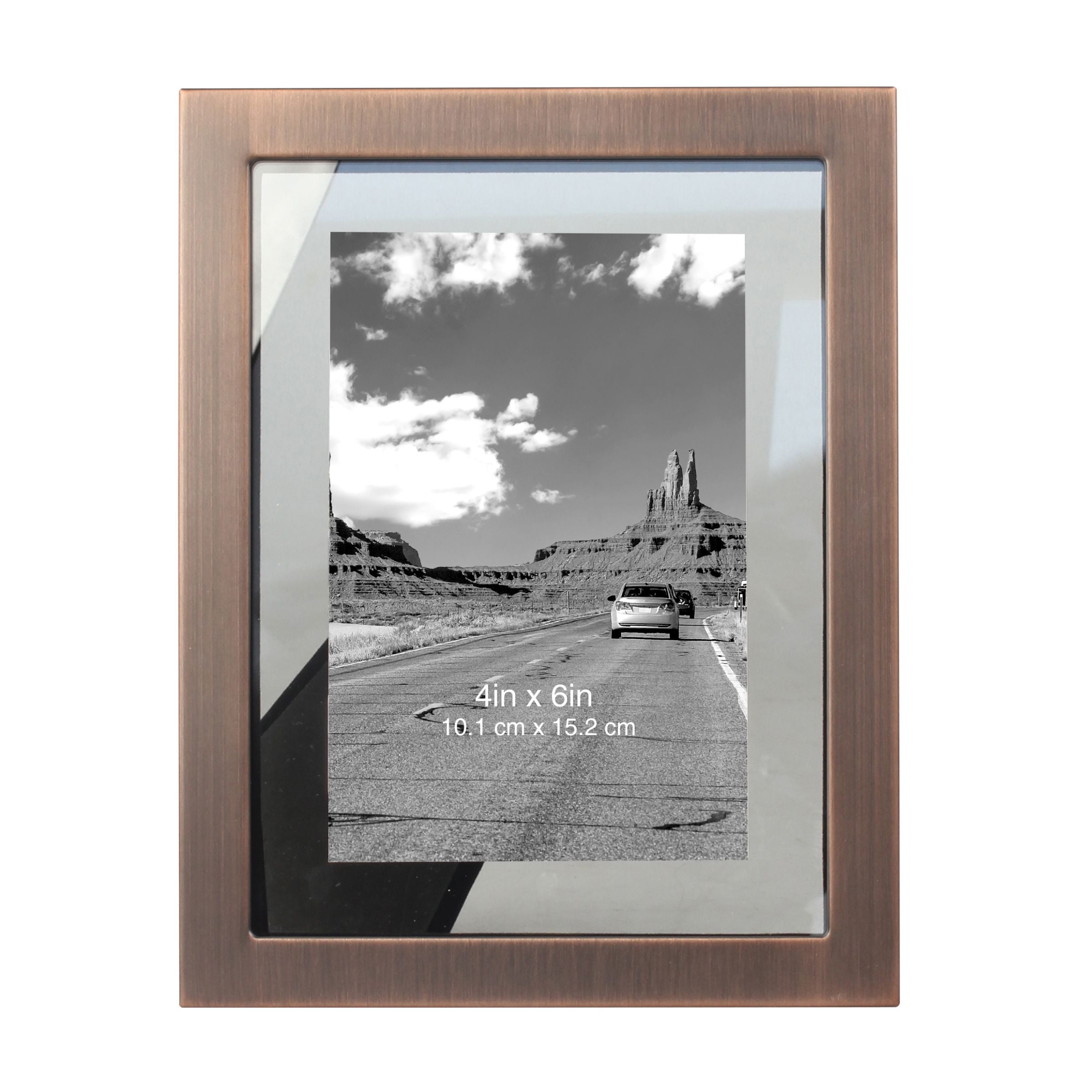 Better Homes & Gardens 4" x 6" Rectangle Metal Tabletop Floating Picture Frame, Copper