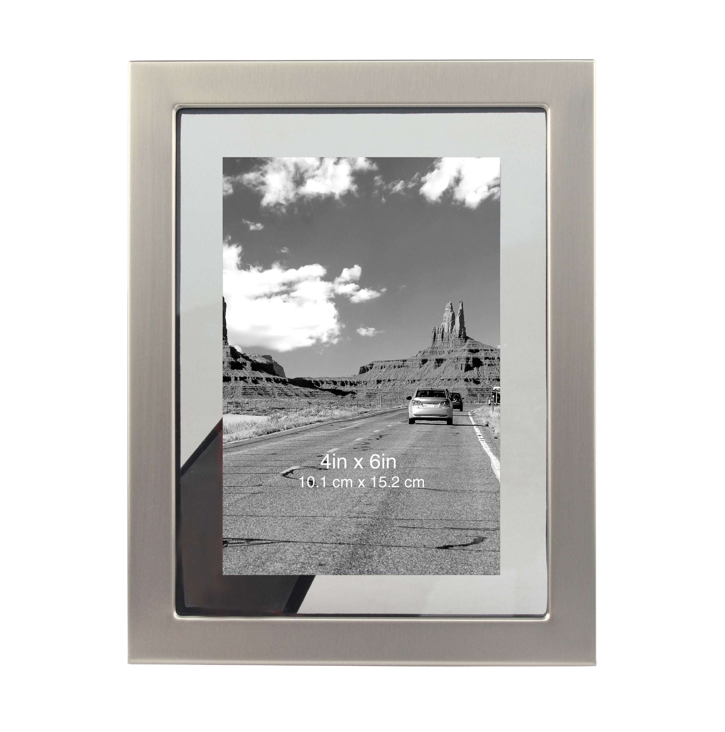 Better Homes & Gardens 4" x 6" Rectangle Metal Tabletop Floating Picture Frame, Silver