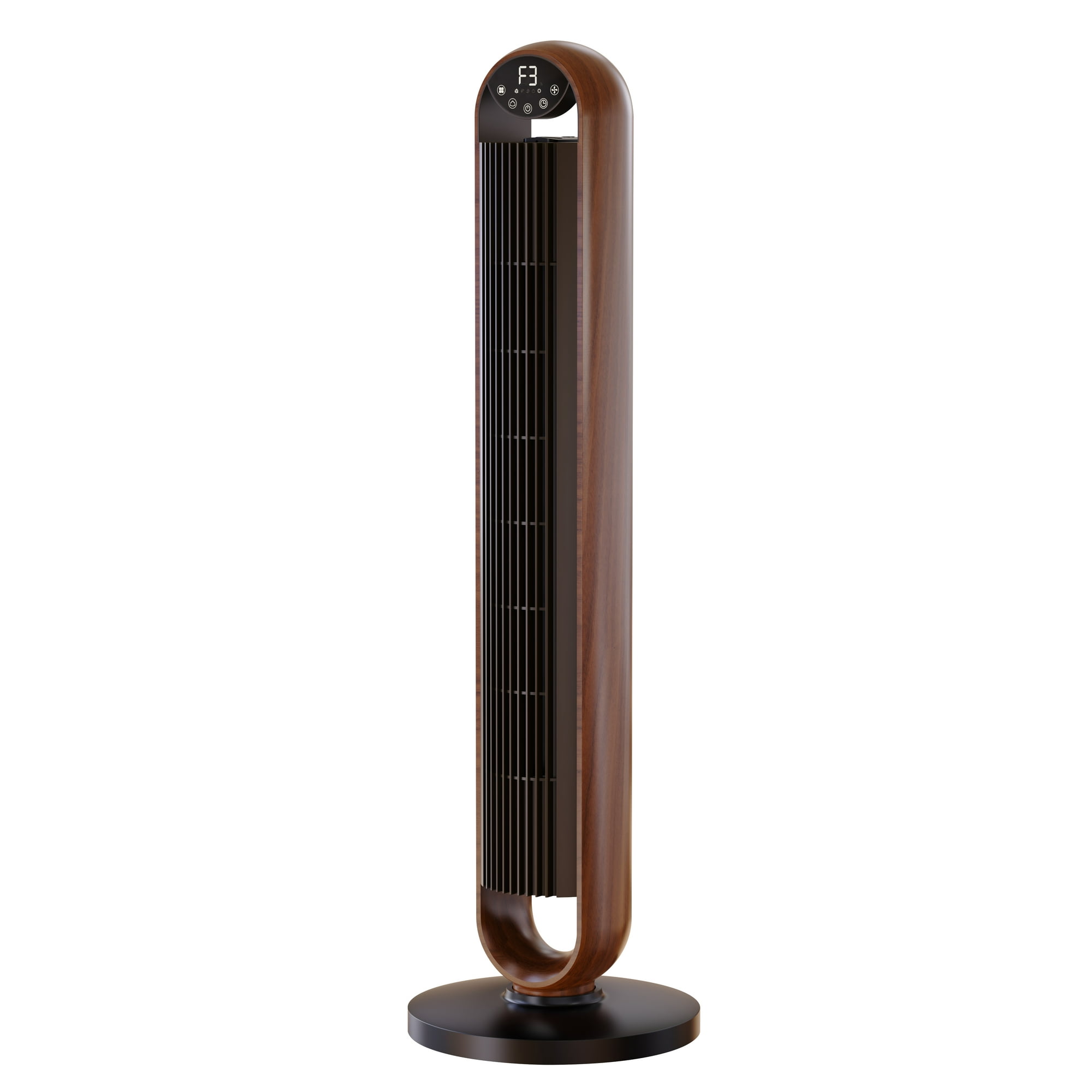 Better Homes & Gardens 40'' 5-Speed Oscillating Tower Fan with Remote Control, 3 Wind Modes, 12H Timer, Walnut & Black