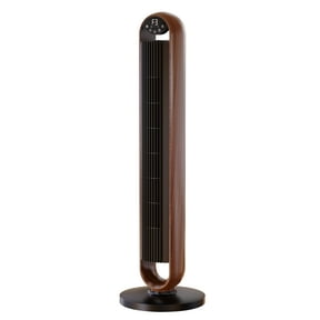 Open Box Better Homes & Gardens BH25426575110SH 40'' 5-Speed Oscillating Tower Fan with Remote Control, 3 Wind Modes, 12H Timer, Walnut & Black