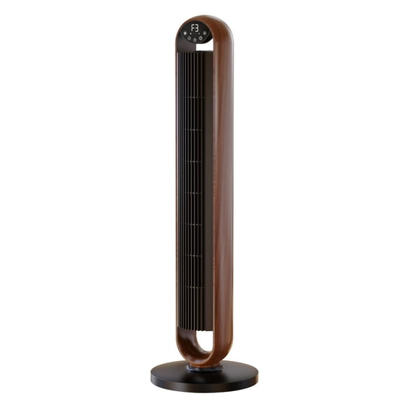 Better Homes & Gardens 40'' 5-Speed Oscillating Tower Fan with Remote Control, 3 Wind Modes, 12H Timer, Walnut & Black