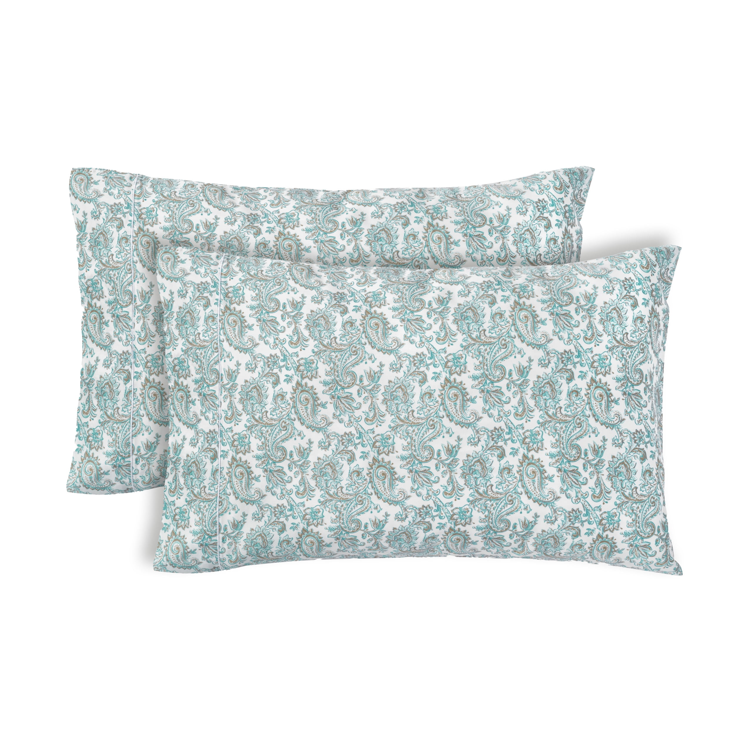 Better Homes & Gardens 400 TC Hygro Cotton Pillowcases, Standard/Queen, Aqua Paisley, 2 Piece