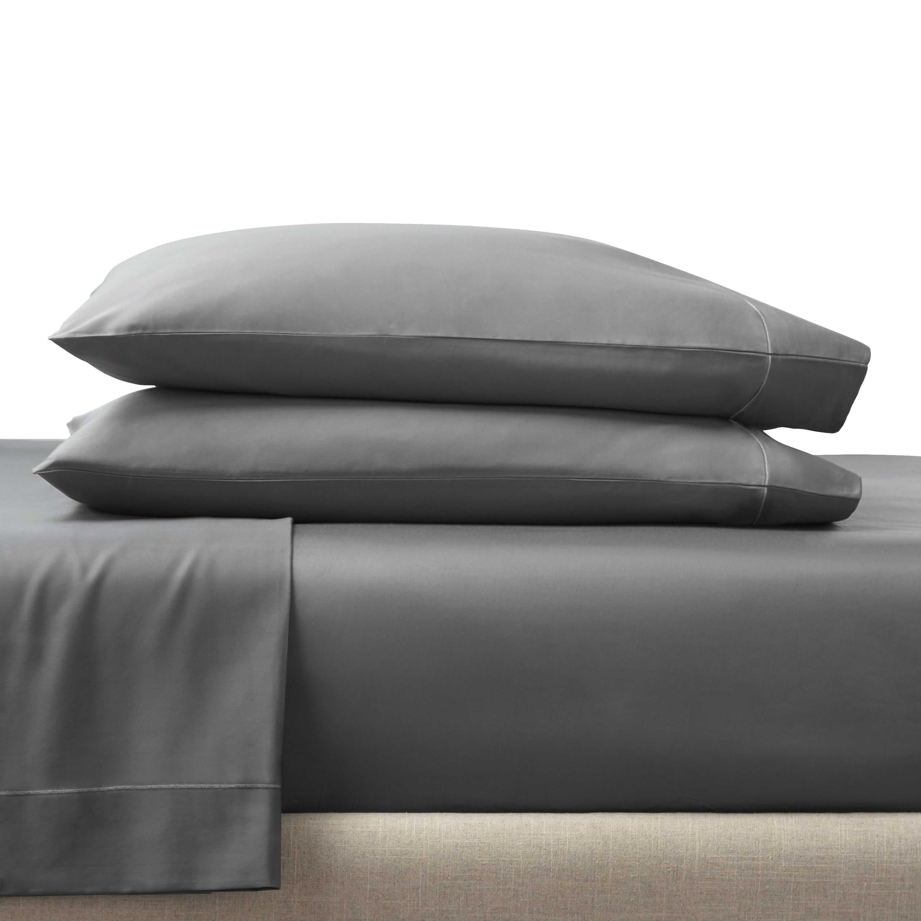 Grey Flannel 400 Thread Count Cotton Pillowcase Set, Standard/Queen