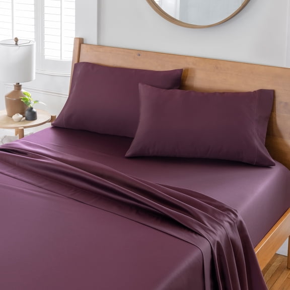 Better Homes & Gardens 400 Thread Count Hygro Cotton Bed Sheet Set, Full, Burgundy