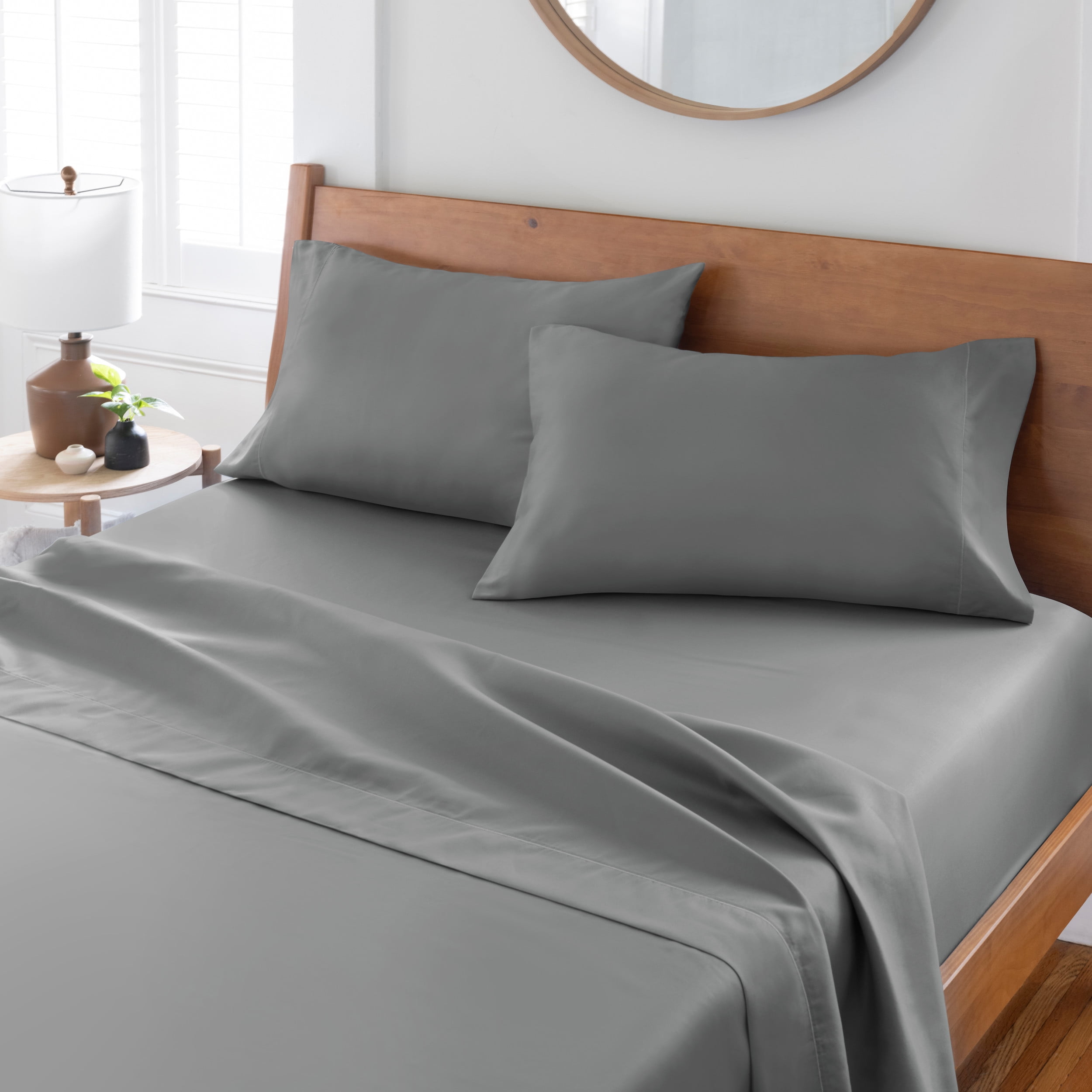 Better Homes & Gardens 400 Thread Count Hygro Cotton Bed Sheet Set, Full, Grey Flannel