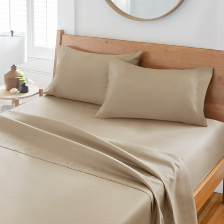 Better Homes & Gardens 400 Thread Count Hygro Cotton Bed Sheet Set, King, Brownstone