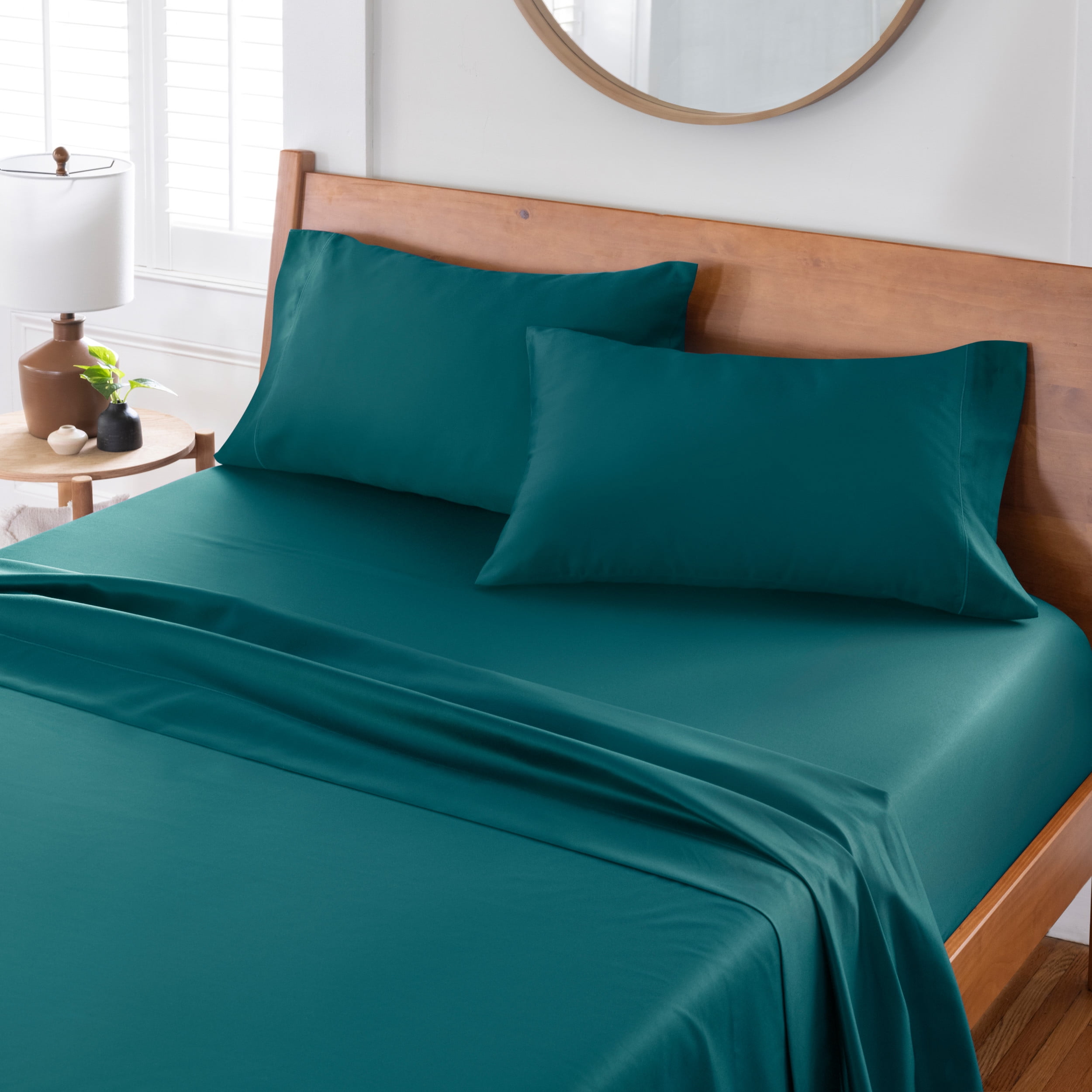 Better Homes & Gardens 400 Thread Count Hygro Cotton Bed Sheet Set, King, Teal Rain