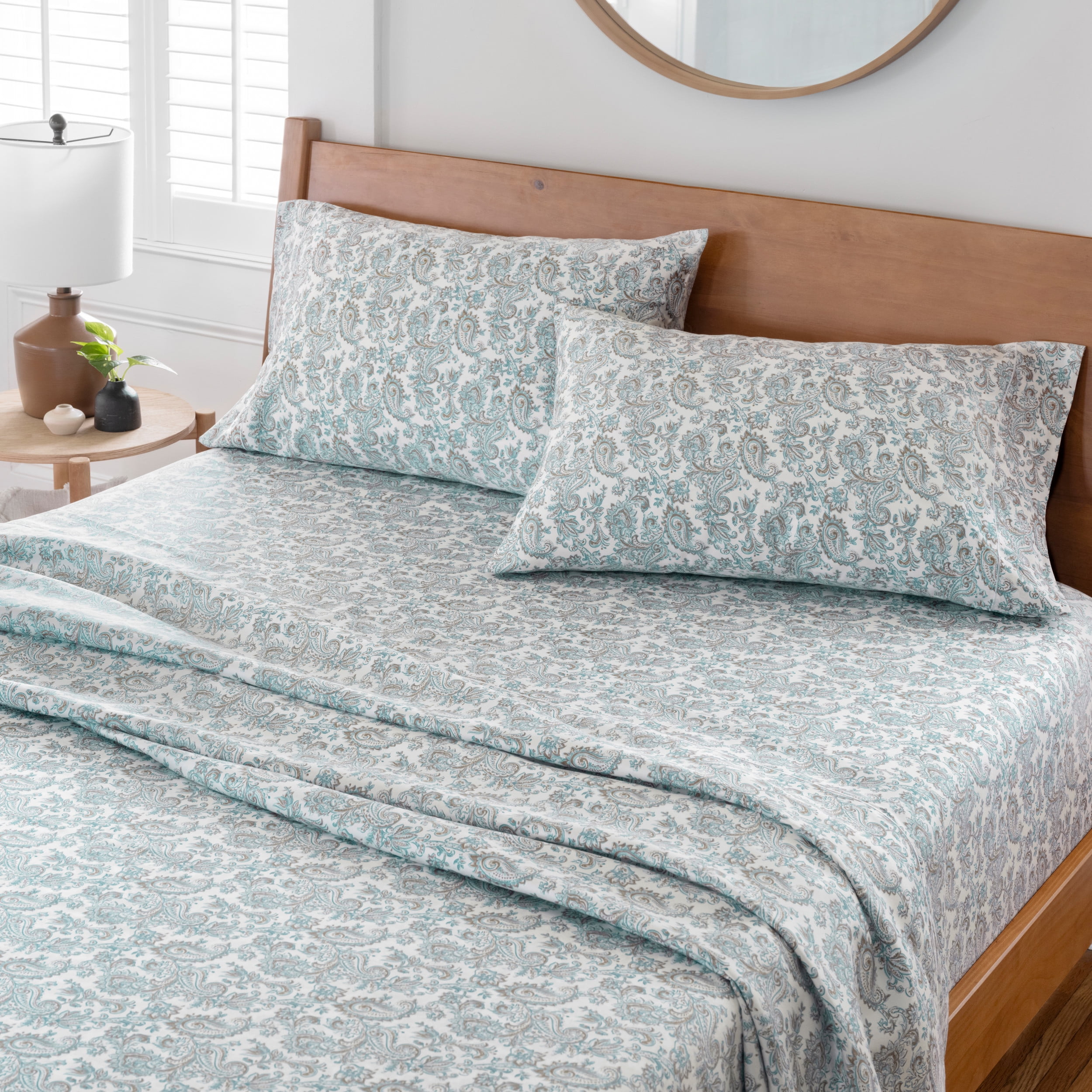 Better Homes & Gardens 400 Thread Count Hygro Cotton Bed Sheet Set, Queen,  Navy Ogee
