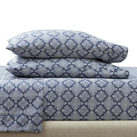 Better Homes & Gardens 2-Piece 400 Thread Count Navy Ogee Performance HYGROCOTTON® Pillowcase Set, Standard/Queen