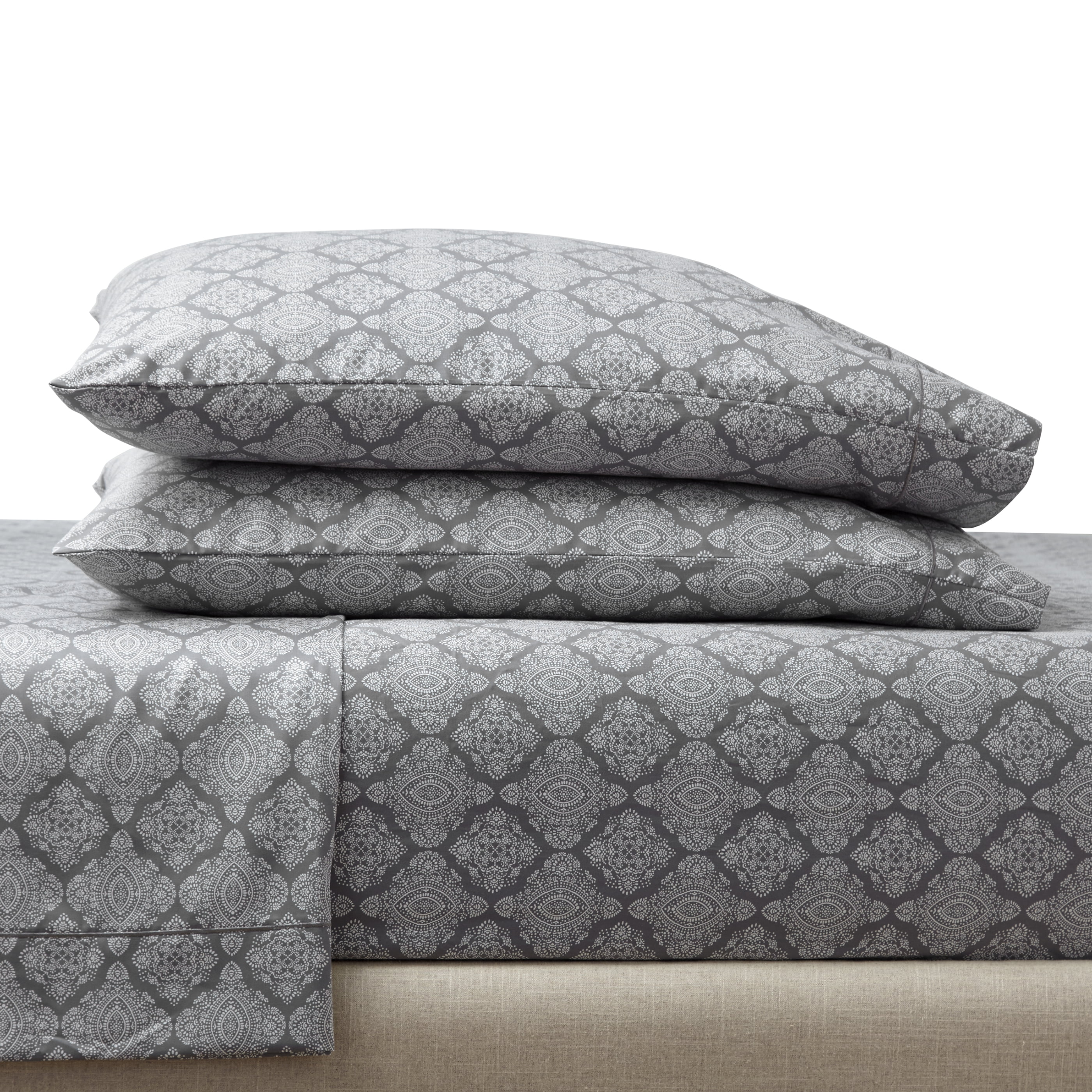 Better Homes & Gardens 2-Piece 400 Thread Count Ogee Grey Performance HYGROCOTTON Pillowcase Set, King