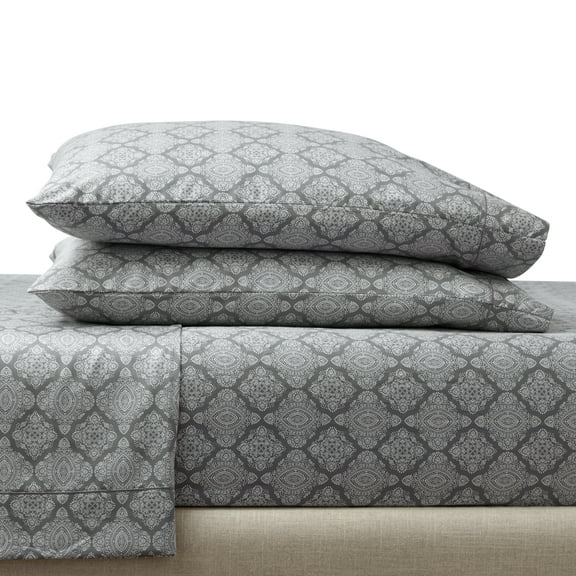 Better Homes & Gardens 2-Piece 400 Thread Count Ogee Grey Flannel Performance HYGROCOTTON® Pillowcase Set, Standard/Queen