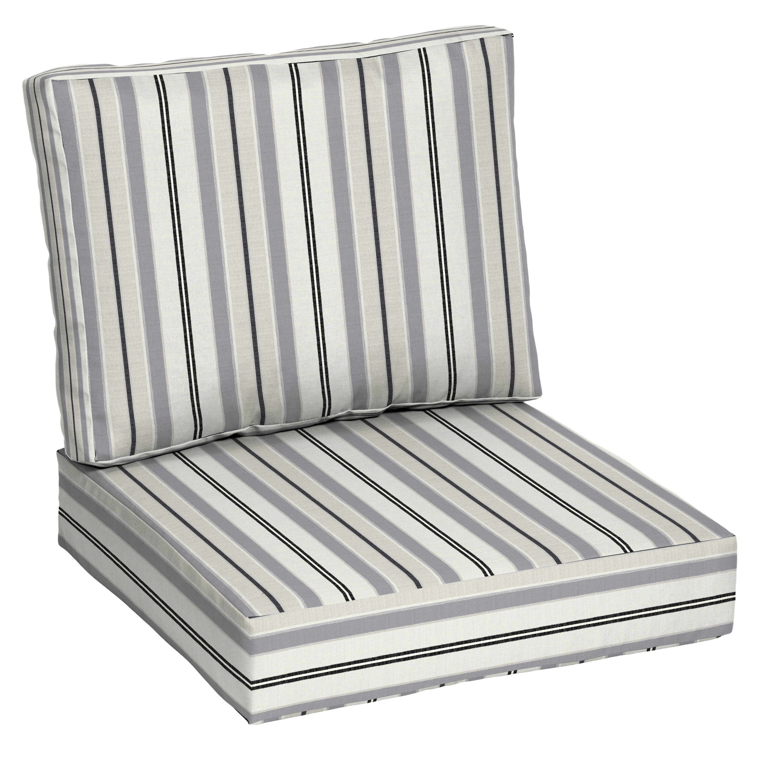Better Homes & Gardens 45 x 24 Black Stripe Rectangle Outdoor 2-Piece  Deep Seat Cushion