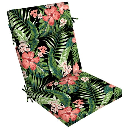Better Homes & Gardens 44" x 21" Black Tropical Rectangle Outdoor Chair Cushion, 1 Piece