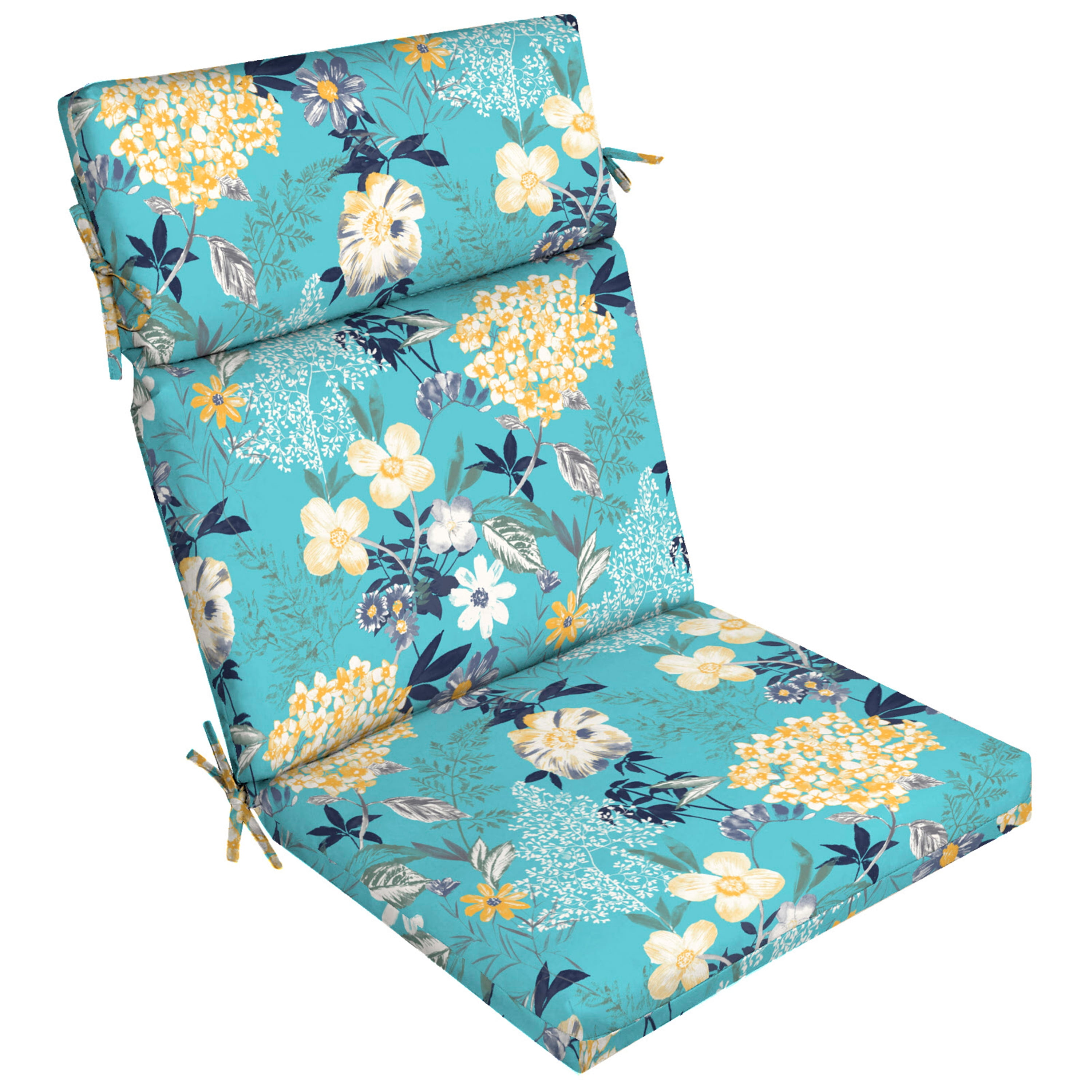 ARTPLAN Seat/Back Outdoor Chair Cushion, Tufted Replacement for Patio  Furniture, 20x20x4,1 Count, Floral, Yellow Blue YZBHF1021 - The Home Depot