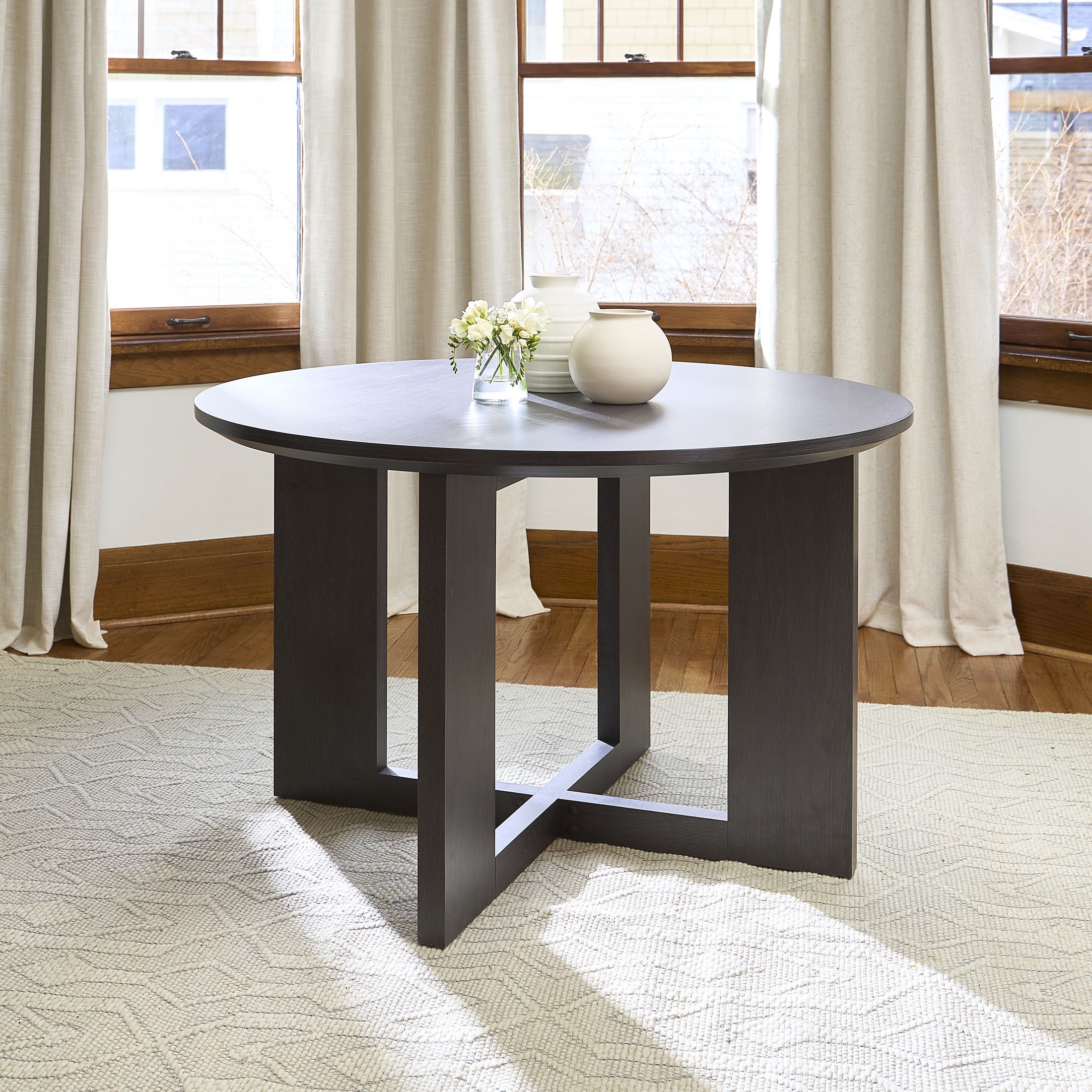 Better Homes & Gardens 47" Steele Round Dining Table, Tabacco Oak ...