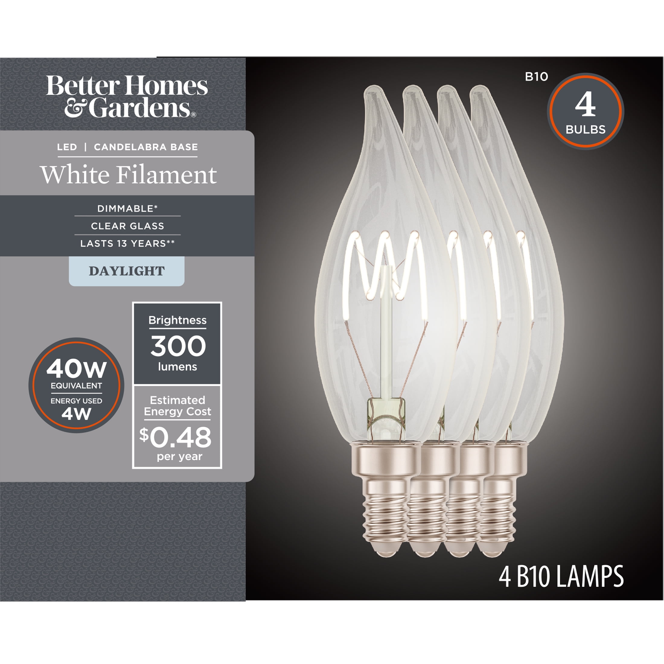 Better Homes & Gardens 4W (40W Equivalent) Daylight Dimmable Better Homes & Gardens 4W (40W Equivalent) Daylight Dimmable