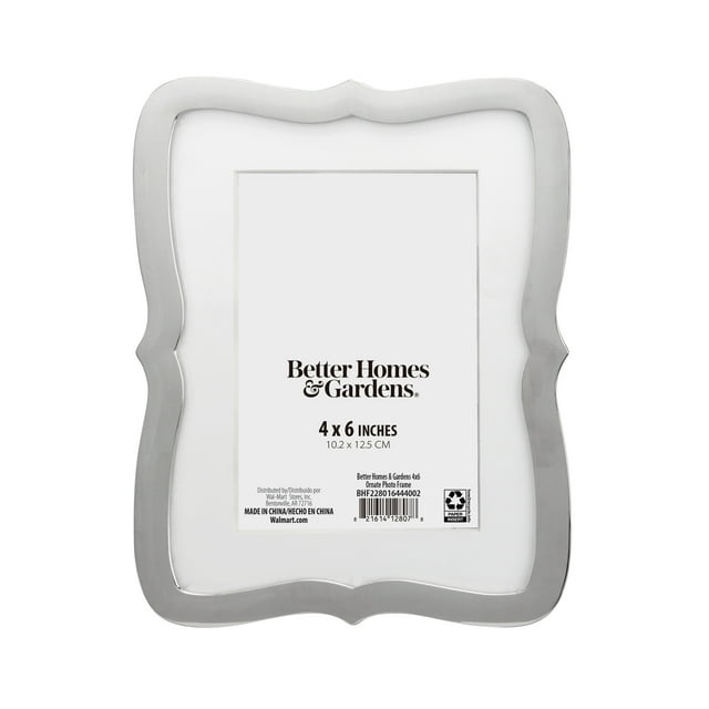 Better Homes & Gardens 4x6 Ornate Tabletop Picture Frame, Silver