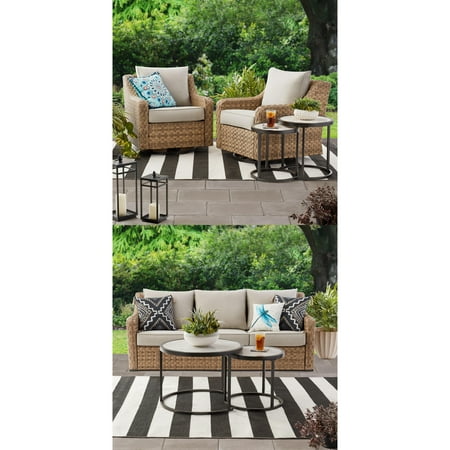 Better Homes & Gardens 5 Steel E-coated Outdoor Conversation Sets, Natural/Beige
