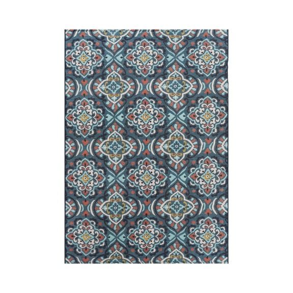 Better Homes & Gardens 5' x 7' Blue Medallion Outdoor Rug