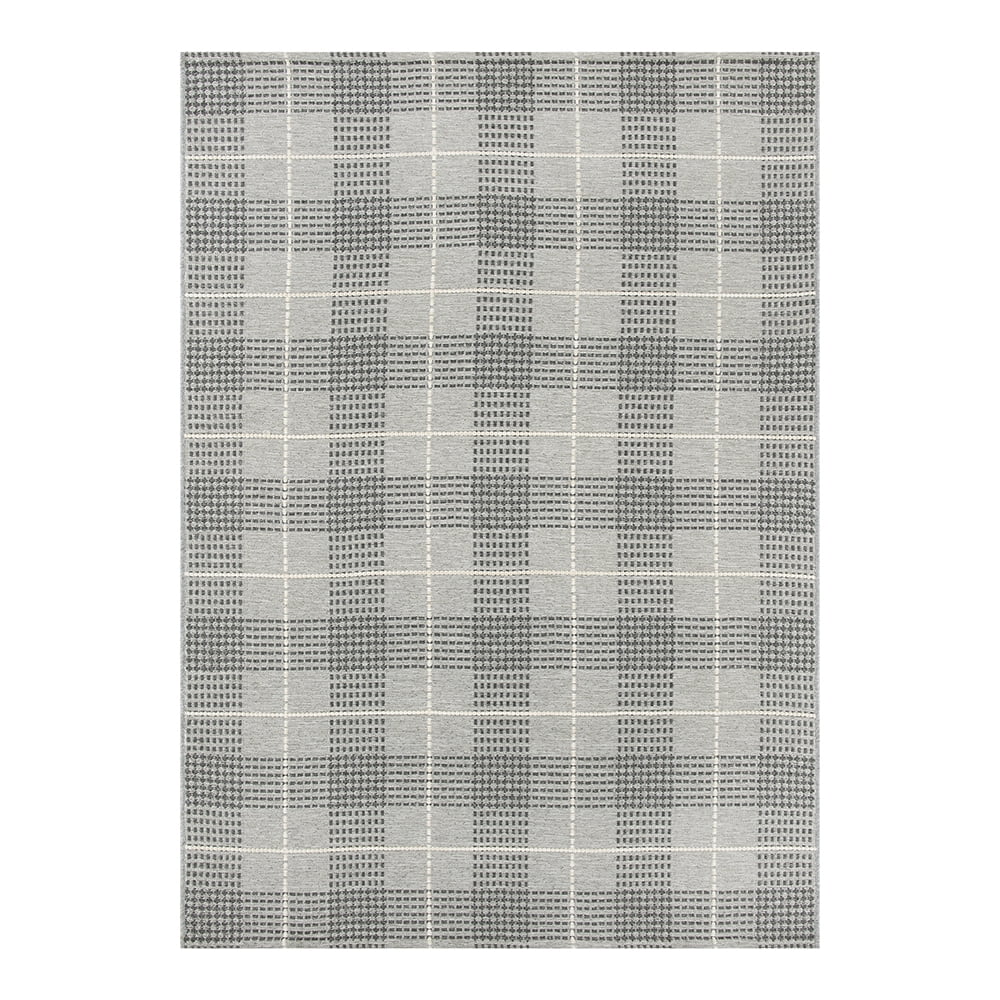 Better Homes & Gardens 5' x 7' Plaid Woven Reversible Outdoor Rug, Gray, Polypropylene