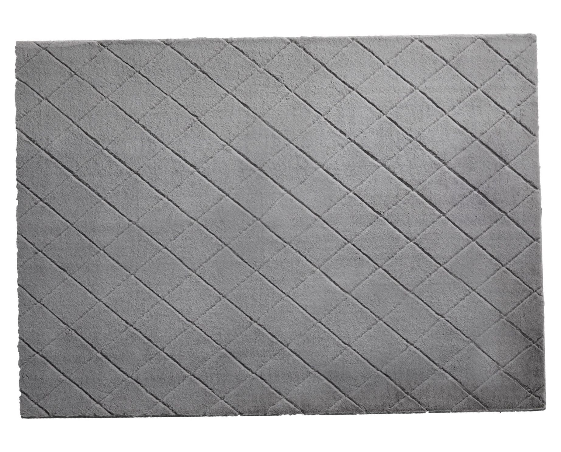 Better Homes & Gardens, 5' x 7' Rabbit Faux Fur Diamond Grey Area Rug