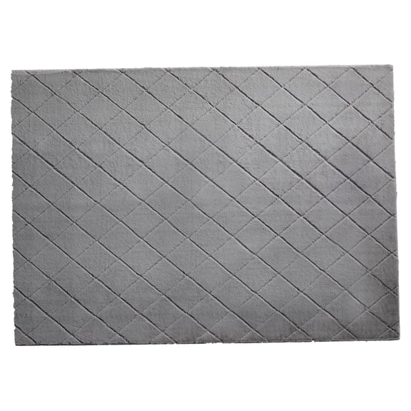 Better Homes & Gardens, 5' x 7' Rabbit Faux Fur Diamond Grey Area Rug