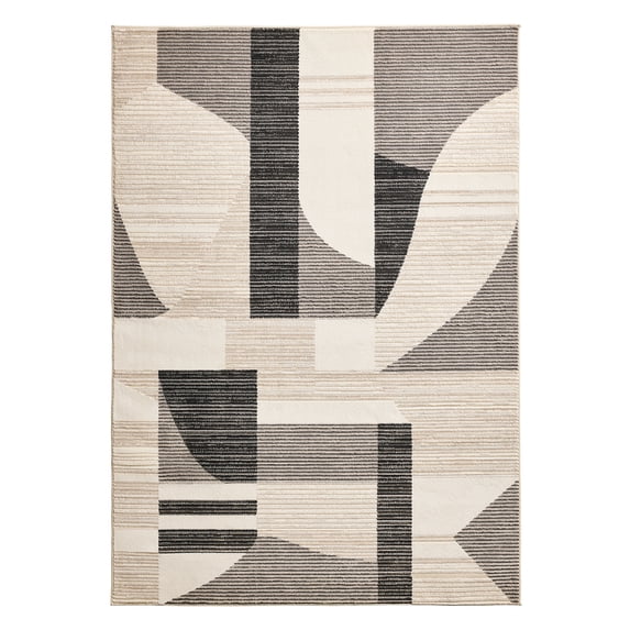 Better Homes & Gardens Gray Modern Shapes Abstract Indoor Area Rug, 5'x7'