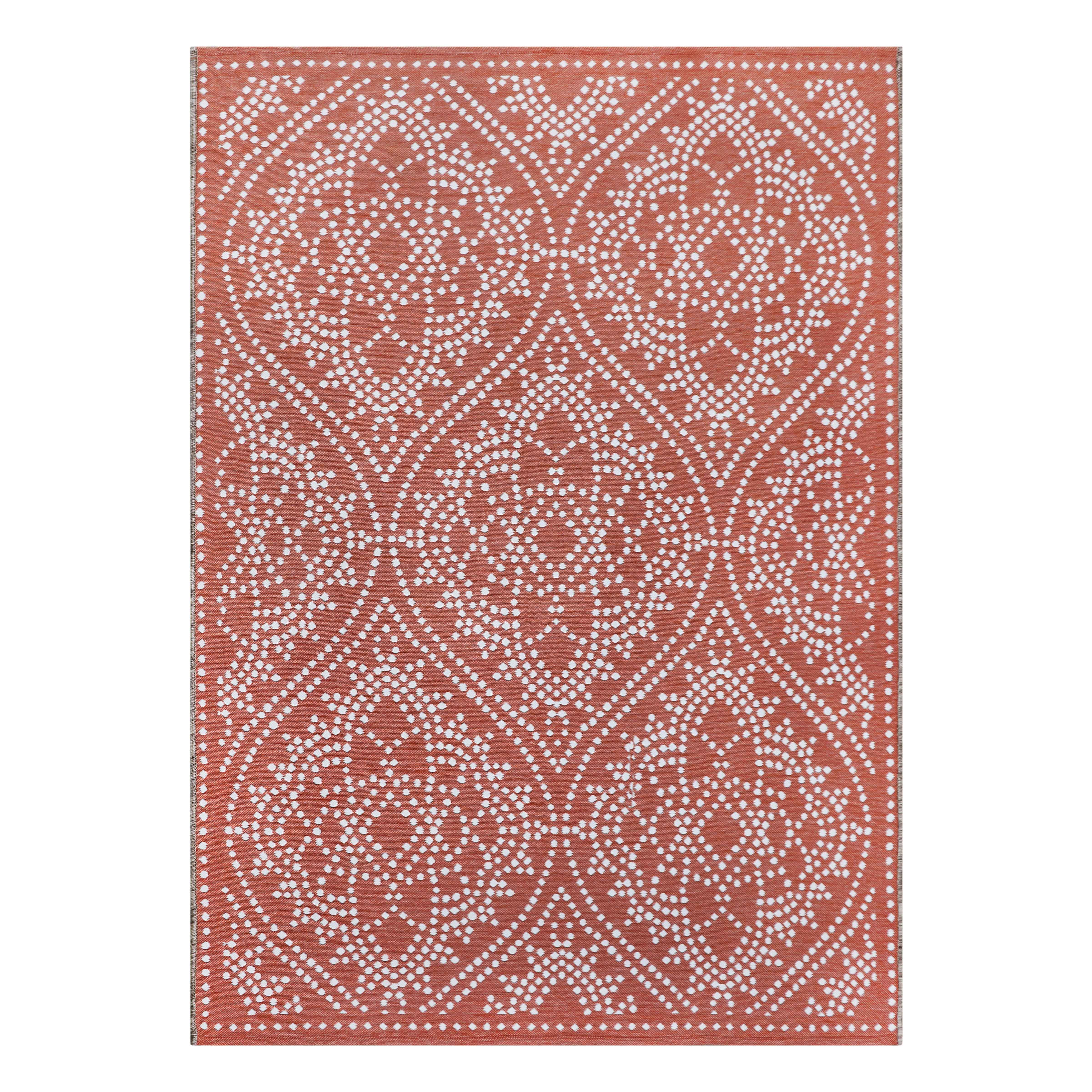 Better Homes & Gardens Linen Rust Medallion Outdoor Tapestry Woven Outdoor Rugs, 5' x 7', Reversible