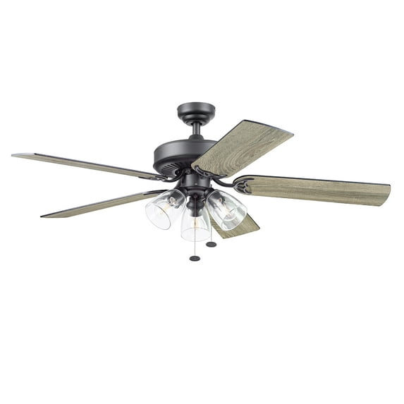 Better Homes & Gardens 52" Matte Black Indoor Ceiling Fan with Light, 5 Blades, Pull Chains & Reverse Airflow