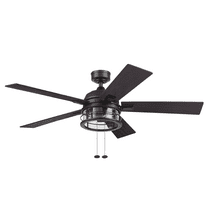 Better Homes & Gardens 52" Matte Black Indoor/Outdoor Ceiling Fan with Light, 5 Blades, Pull Chain Control & Reverse Airflow