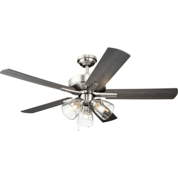 Better Homes & Gardens 52" Nickel Transitional Ceiling Fan, 5 Reversible Blade, 3 LED Bulbs Included