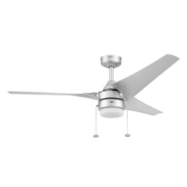 Better Homes & Gardens 56” Silver Modern Indoor/Outdoor LED Ceiling Fan with 3 Blades, Pull Chains & Reverse Airflow